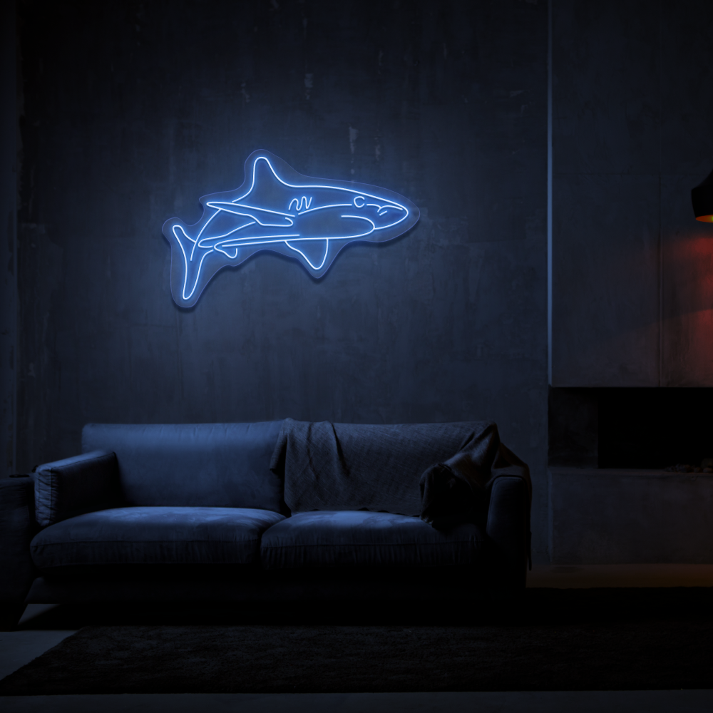 White Tip Shark - Neon Sign
