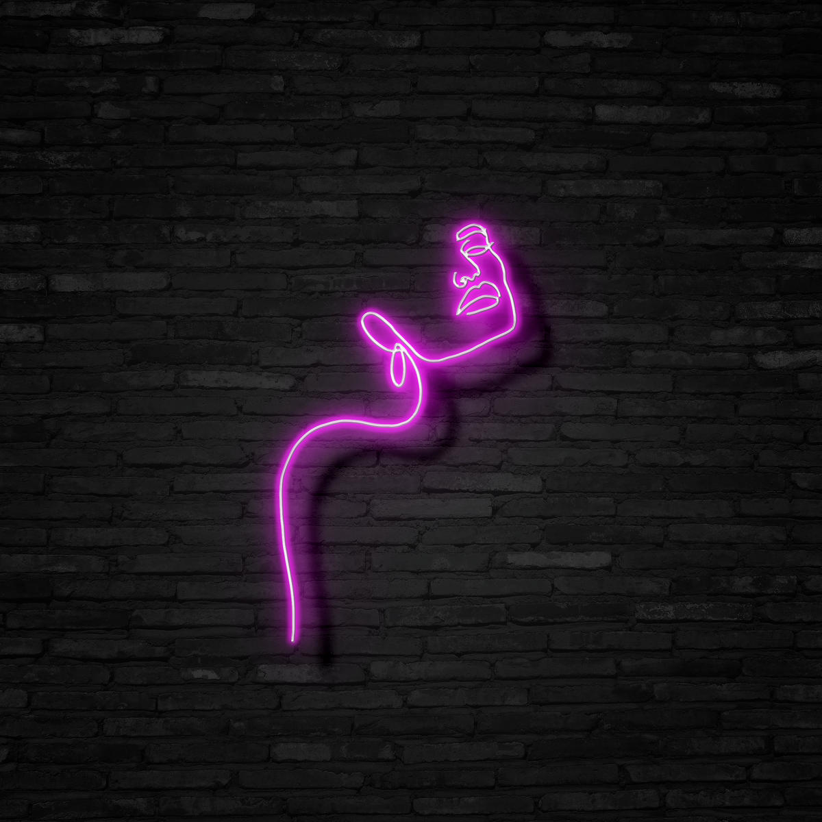 Woman Face Line Art - Neon Sign